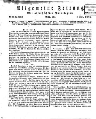 Allgemeine Zeitung Samstag 1. Juli 1815