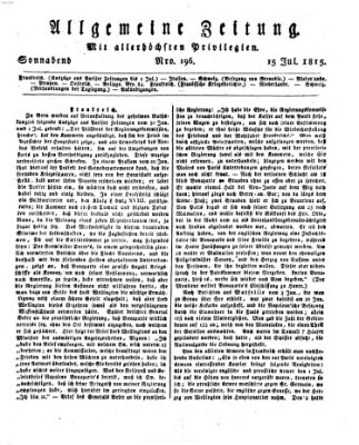 Allgemeine Zeitung Samstag 15. Juli 1815