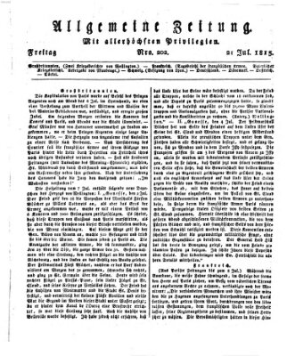 Allgemeine Zeitung Freitag 21. Juli 1815