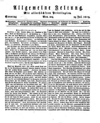 Allgemeine Zeitung Sonntag 23. Juli 1815