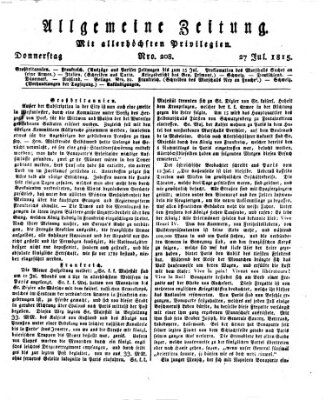 Allgemeine Zeitung Donnerstag 27. Juli 1815