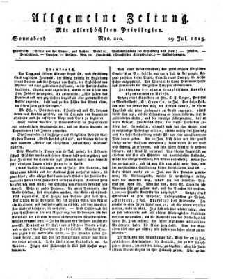 Allgemeine Zeitung Samstag 29. Juli 1815