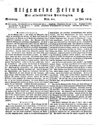 Allgemeine Zeitung Sonntag 30. Juli 1815