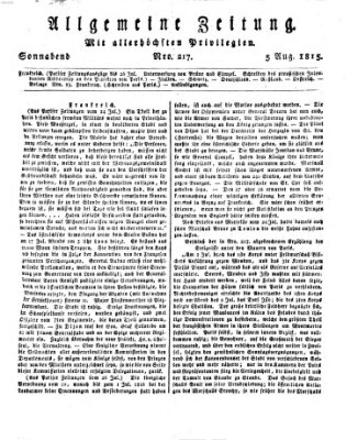 Allgemeine Zeitung Samstag 5. August 1815