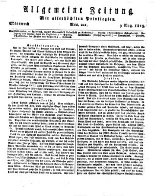 Allgemeine Zeitung Mittwoch 9. August 1815