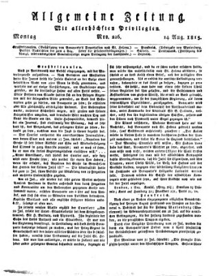 Allgemeine Zeitung Montag 14. August 1815