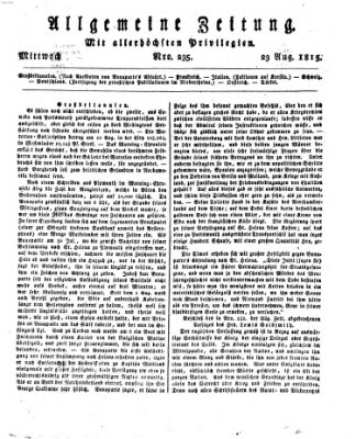 Allgemeine Zeitung Mittwoch 23. August 1815