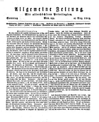 Allgemeine Zeitung Sonntag 27. August 1815