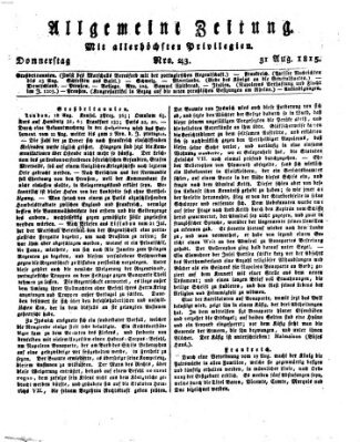 Allgemeine Zeitung Donnerstag 31. August 1815