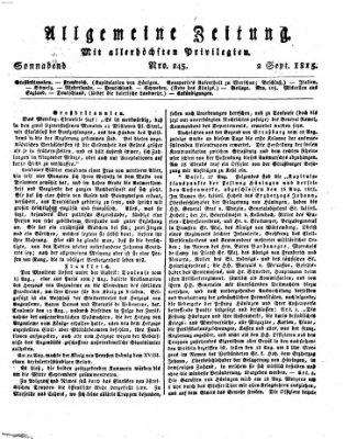 Allgemeine Zeitung Samstag 2. September 1815