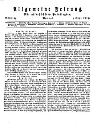 Allgemeine Zeitung Sonntag 3. September 1815