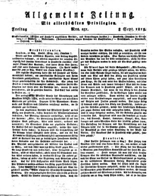 Allgemeine Zeitung Freitag 8. September 1815