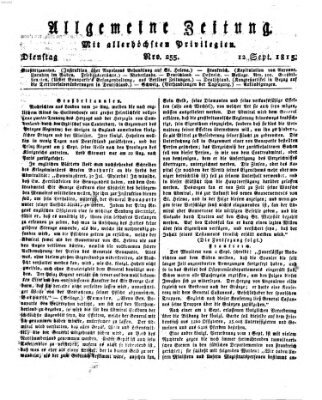 Allgemeine Zeitung Dienstag 12. September 1815