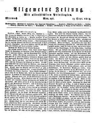 Allgemeine Zeitung Mittwoch 13. September 1815