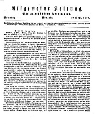 Allgemeine Zeitung Sonntag 17. September 1815