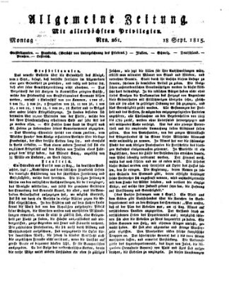 Allgemeine Zeitung Montag 18. September 1815