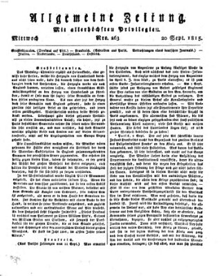 Allgemeine Zeitung Mittwoch 20. September 1815