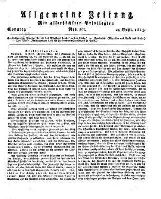 Allgemeine Zeitung Sonntag 24. September 1815