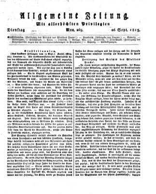 Allgemeine Zeitung Dienstag 26. September 1815