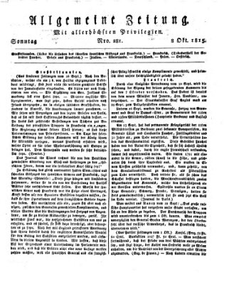 Allgemeine Zeitung Sonntag 8. Oktober 1815