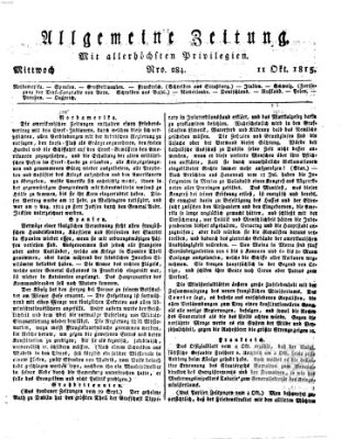 Allgemeine Zeitung Mittwoch 11. Oktober 1815