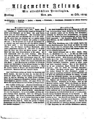 Allgemeine Zeitung Freitag 27. Oktober 1815