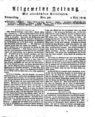 Allgemeine Zeitung Donnerstag 2. November 1815