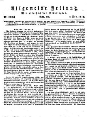 Allgemeine Zeitung Mittwoch 8. November 1815