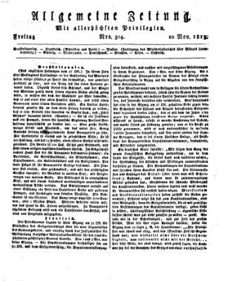 Allgemeine Zeitung Freitag 10. November 1815