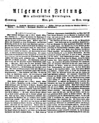 Allgemeine Zeitung Sonntag 12. November 1815