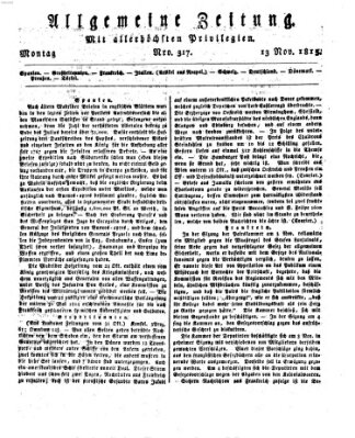 Allgemeine Zeitung Montag 13. November 1815