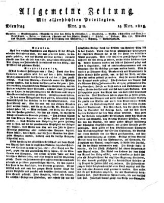 Allgemeine Zeitung Dienstag 14. November 1815