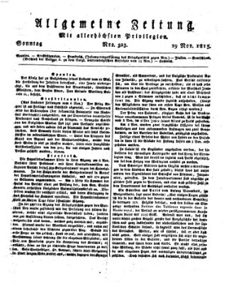 Allgemeine Zeitung Sonntag 19. November 1815