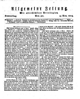 Allgemeine Zeitung Donnerstag 23. November 1815