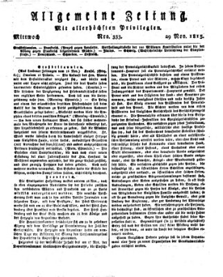 Allgemeine Zeitung Mittwoch 29. November 1815