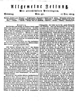 Allgemeine Zeitung Sonntag 17. Dezember 1815