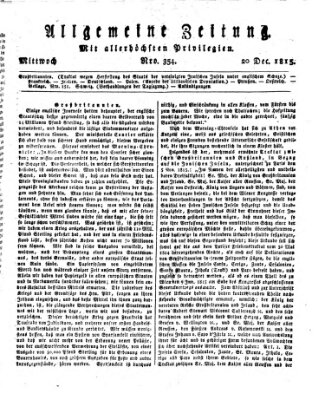 Allgemeine Zeitung Mittwoch 20. Dezember 1815