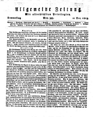 Allgemeine Zeitung Donnerstag 21. Dezember 1815