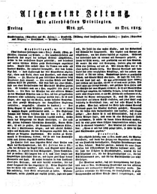 Allgemeine Zeitung Freitag 22. Dezember 1815