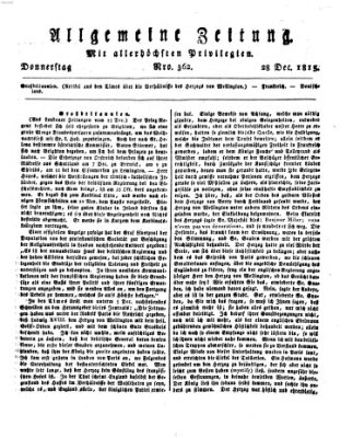 Allgemeine Zeitung Donnerstag 28. Dezember 1815