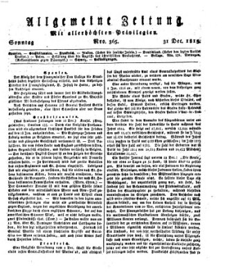 Allgemeine Zeitung Sonntag 31. Dezember 1815