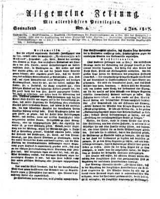 Allgemeine Zeitung Samstag 4. Januar 1817