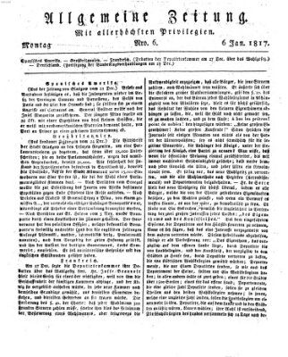 Allgemeine Zeitung Montag 6. Januar 1817