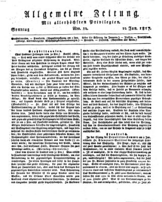 Allgemeine Zeitung Sonntag 12. Januar 1817