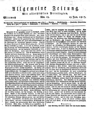 Allgemeine Zeitung Mittwoch 15. Januar 1817