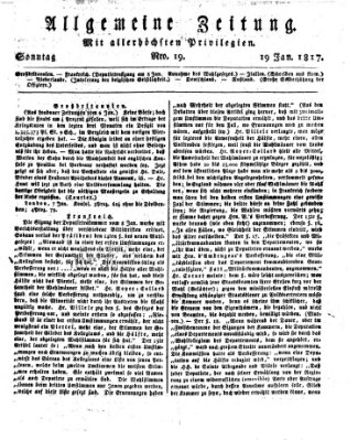 Allgemeine Zeitung Sonntag 19. Januar 1817