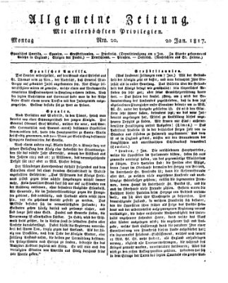 Allgemeine Zeitung Montag 20. Januar 1817