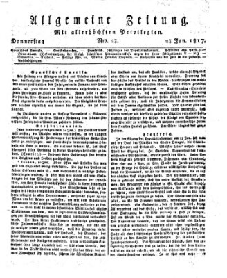 Allgemeine Zeitung Donnerstag 23. Januar 1817