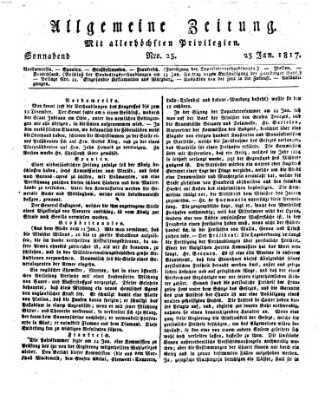 Allgemeine Zeitung Samstag 25. Januar 1817