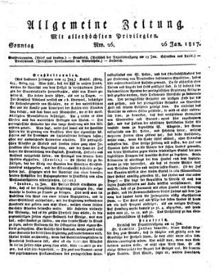 Allgemeine Zeitung Sonntag 26. Januar 1817